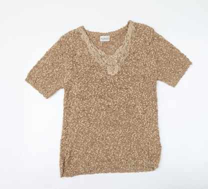Womens UK Size 14 Roman Beige Basic Blouse