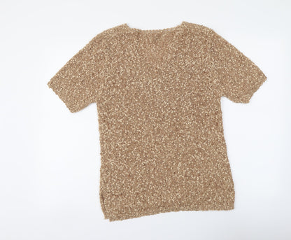 Womens UK Size 14 Roman Beige Basic Blouse