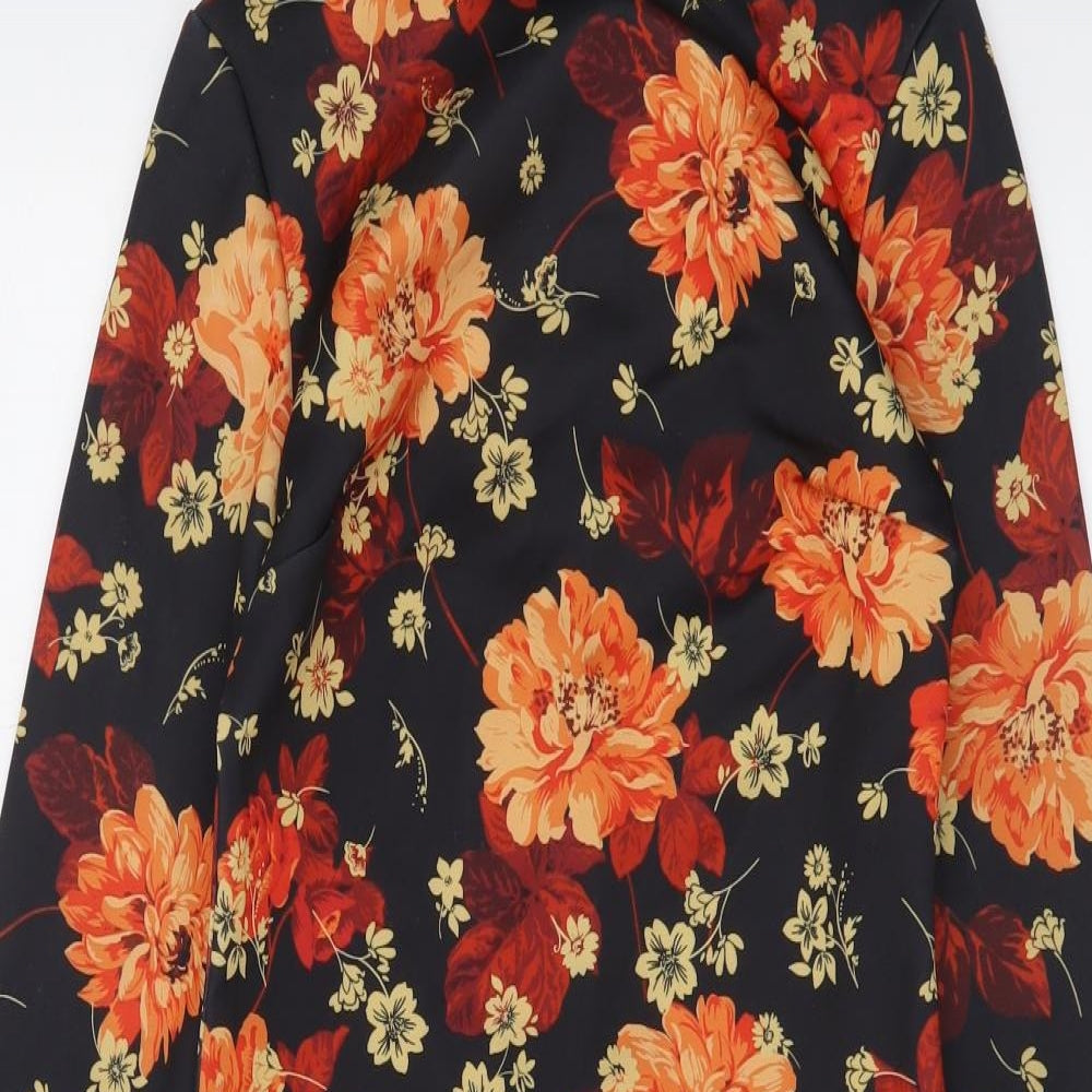 Missguided Womens Beige Floral Polyester Bodycon Size 8 High Neck Zip