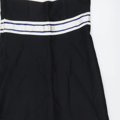 Principles Womens Black Geometric Cotton A-Line Size 12 Square Neck Zip