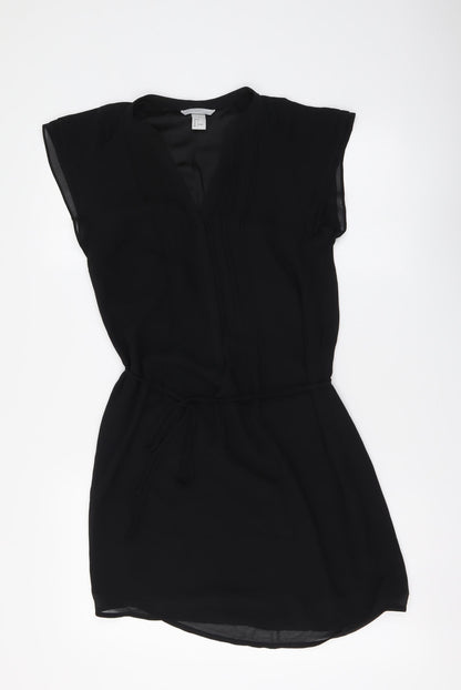 H&M Womens Black Polyester A-Line Size XS V-Neck Pullover