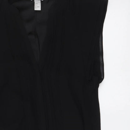 H&M Womens Black Polyester A-Line Size XS V-Neck Pullover