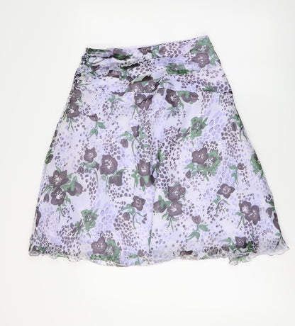 Nougat Womens Purple Floral Polyester A-Line Skirt Size 28 in Zip