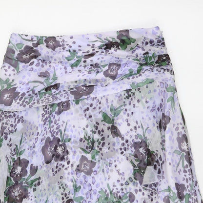 Nougat Womens Purple Floral Polyester A-Line Skirt Size 28 in Zip
