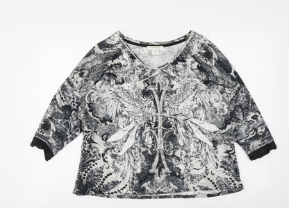 Betty Barclay Womens Black Geometric Polyester Basic Blouse Size M Round Neck