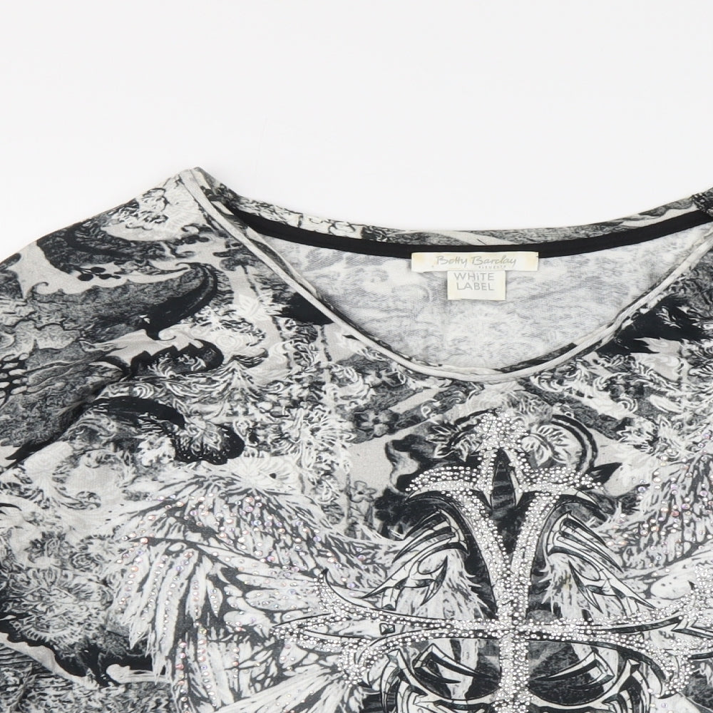 Betty Barclay Womens Black Geometric Polyester Basic Blouse Size M Round Neck