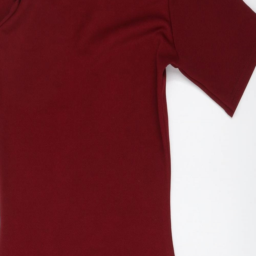 Boohoo Womens Red Polyester Mini Size 4 Round Neck Pullover