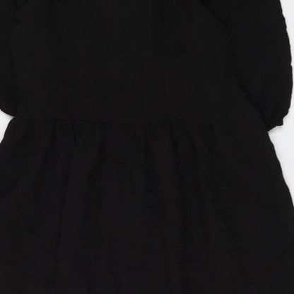 Matalan Womens Black Polyester A-Line Size 10 V-Neck Button