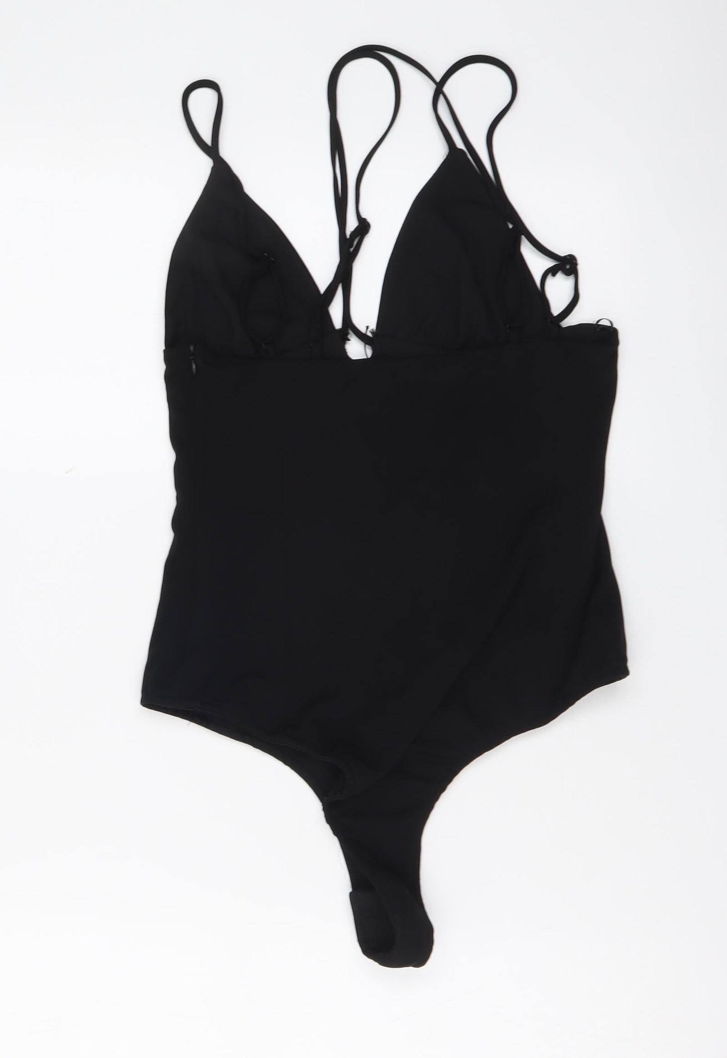 Zara Womens Black Polyester Bodysuit One-Piece Size S Snap