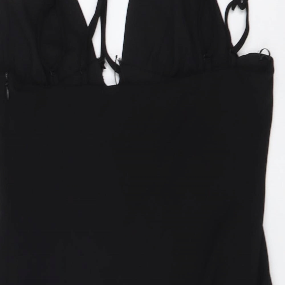 Zara Womens Black Polyester Bodysuit One-Piece Size S Snap