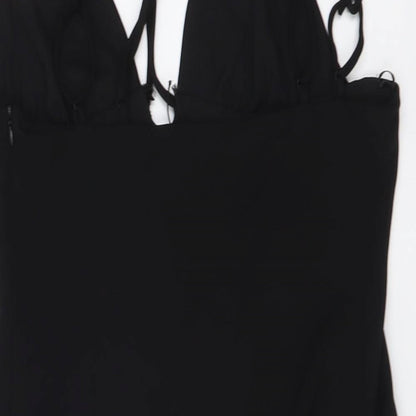 Zara Womens Black Polyester Bodysuit One-Piece Size S Snap