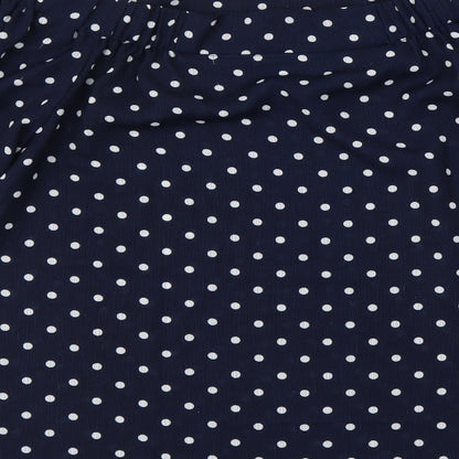 Active Usa Womens Blue Polka Dot Polyester Basic Blouse Size M Off the Shoulder
