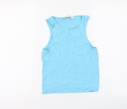 Womens UK Size M Zara Blue Basic Tank