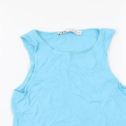 Womens UK Size M Zara Blue Basic Tank