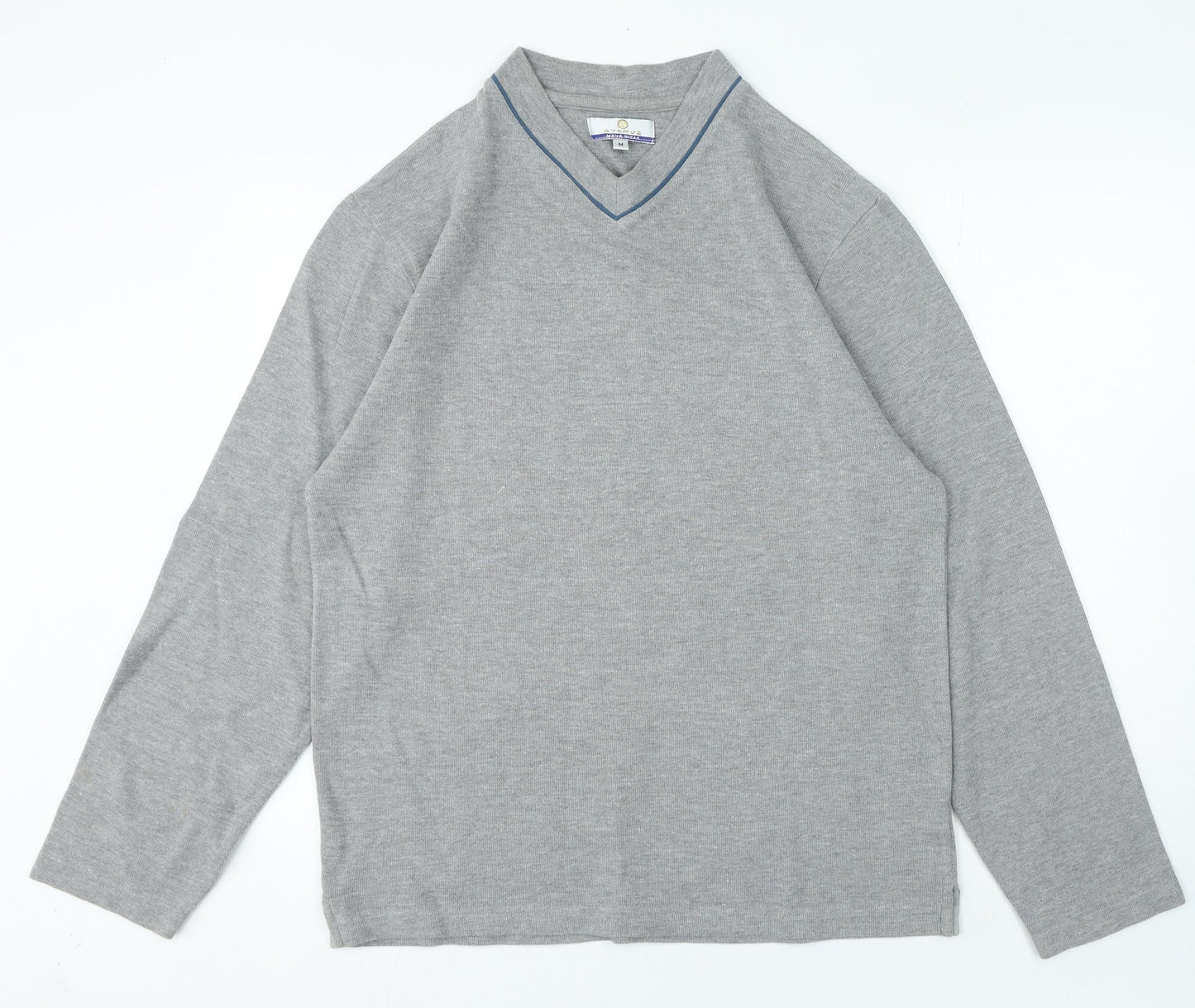 Avenue Mens Grey V-Neck Cotton Pullover Jumper Size M