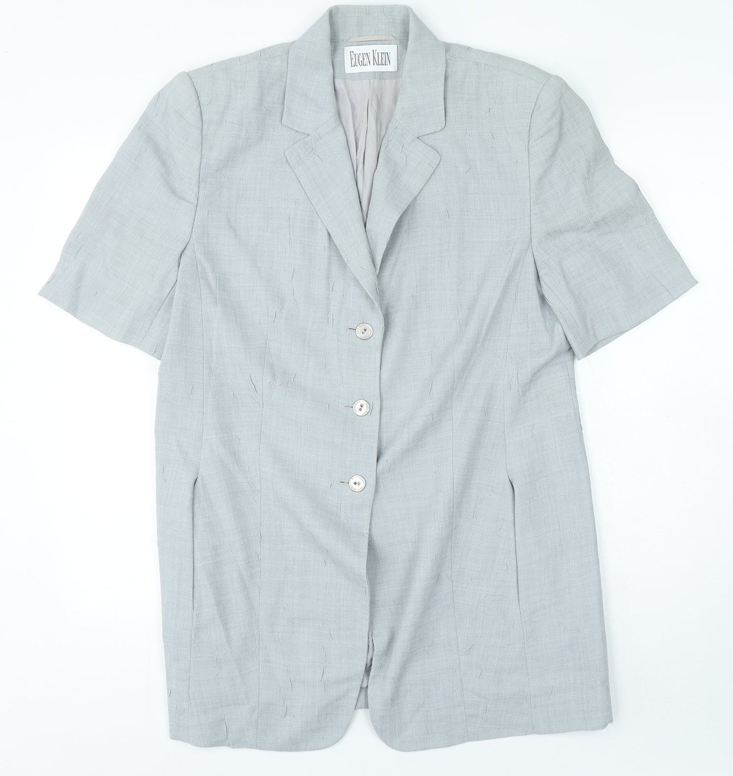 Eugen Klein Womens Grey Polyester Basic Button-Up Size 14 Collared