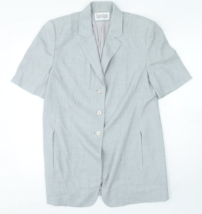 Eugen Klein Womens Grey Polyester Basic Button-Up Size 14 Collared