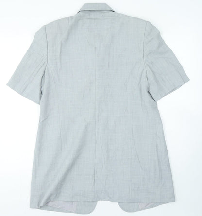 Eugen Klein Womens Grey Polyester Basic Button-Up Size 14 Collared
