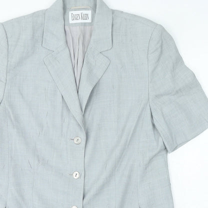 Eugen Klein Womens Grey Polyester Basic Button-Up Size 14 Collared