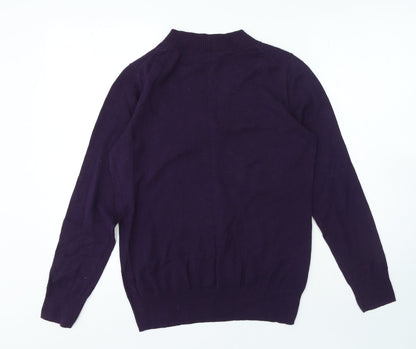 Gap Womens Purple V-Neck Cotton Pullover Jumper Size L