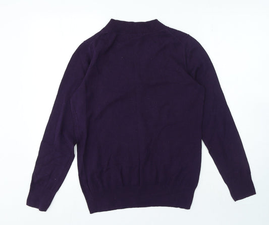 Gap Womens Purple V-Neck Cotton Pullover Jumper Size L
