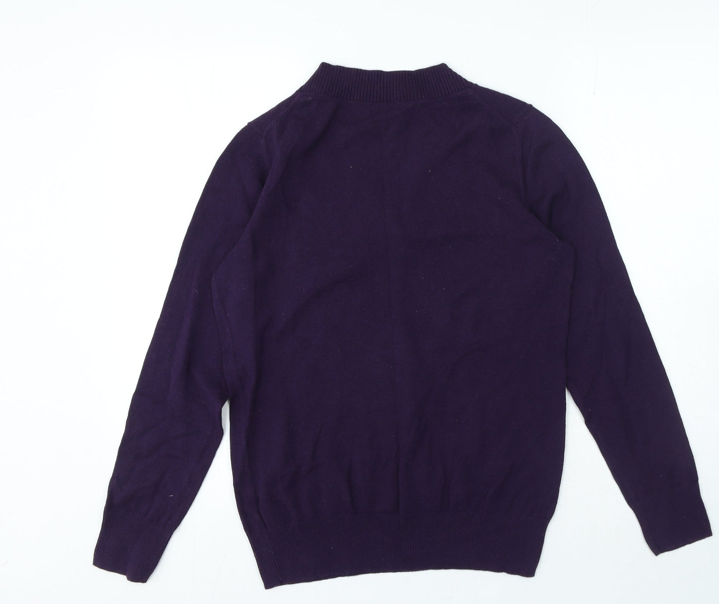 Gap Womens Purple V-Neck Cotton Pullover Jumper Size L