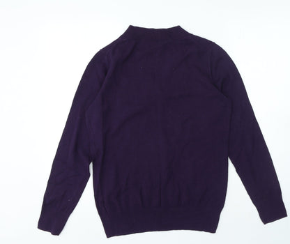 Gap Womens Purple V-Neck Cotton Pullover Jumper Size L