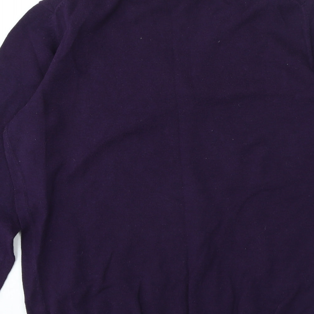 Gap Womens Purple V-Neck Cotton Pullover Jumper Size L