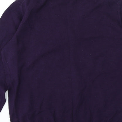 Gap Womens Purple V-Neck Cotton Pullover Jumper Size L