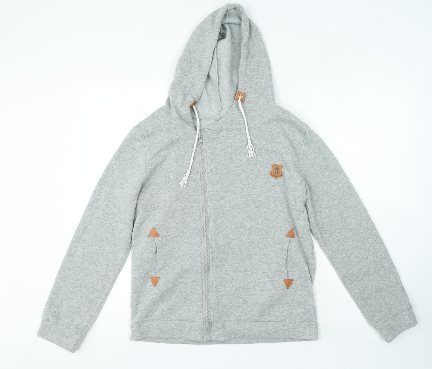 Classic Fashion Womens Grey Polyester Full Zip Hoodie Size M Zip