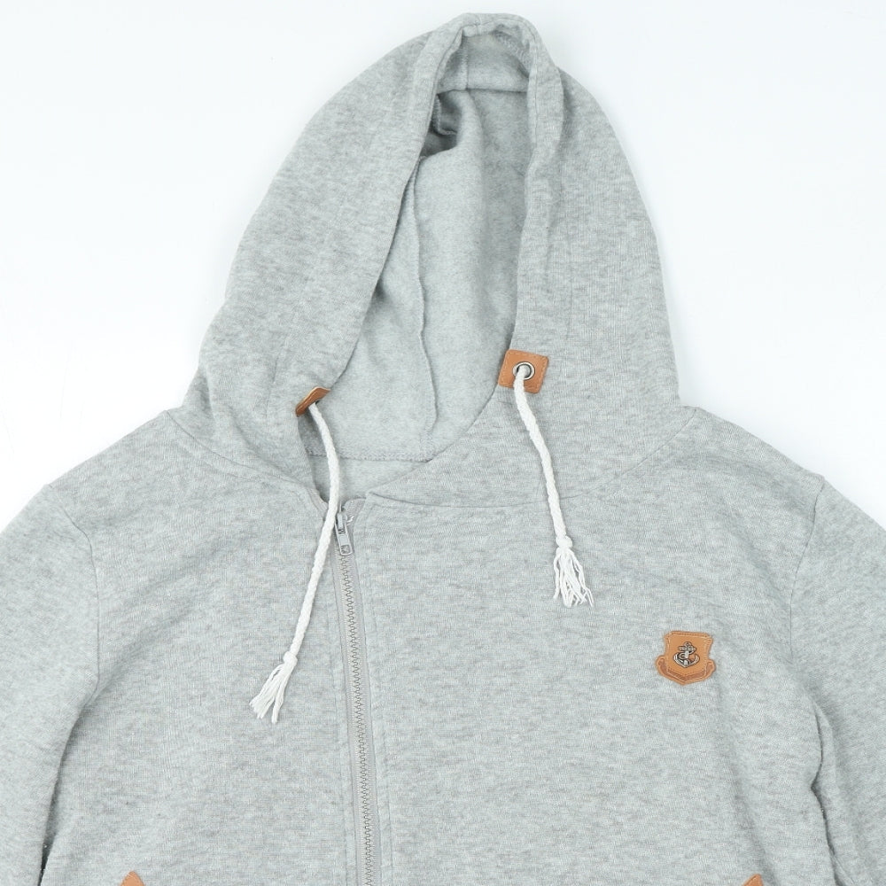 Classic Fashion Womens Grey Polyester Full Zip Hoodie Size M Zip