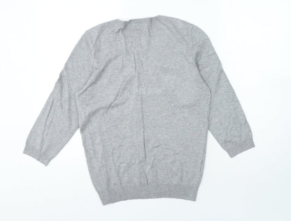 AMARANTO Womens Grey V-Neck Viscose Pullover Jumper Size 16