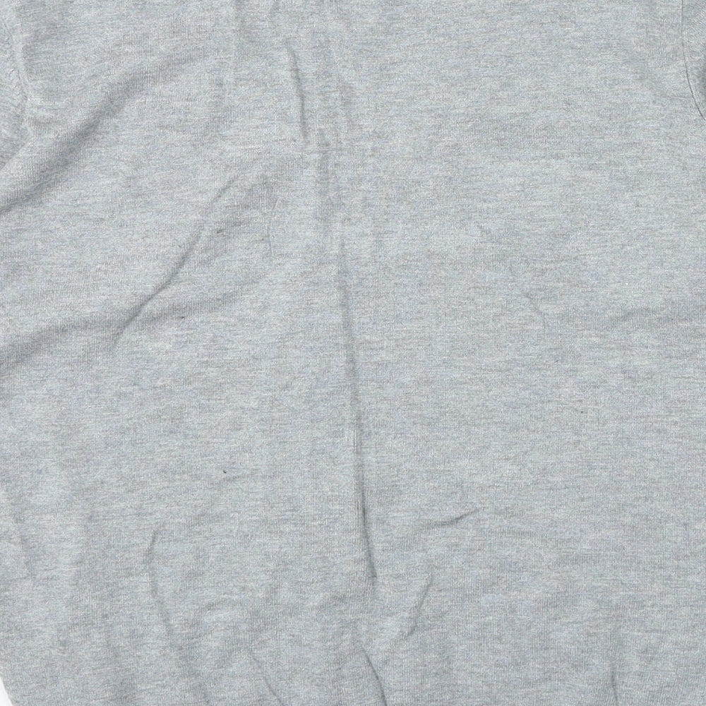 AMARANTO Womens Grey V-Neck Viscose Pullover Jumper Size 16