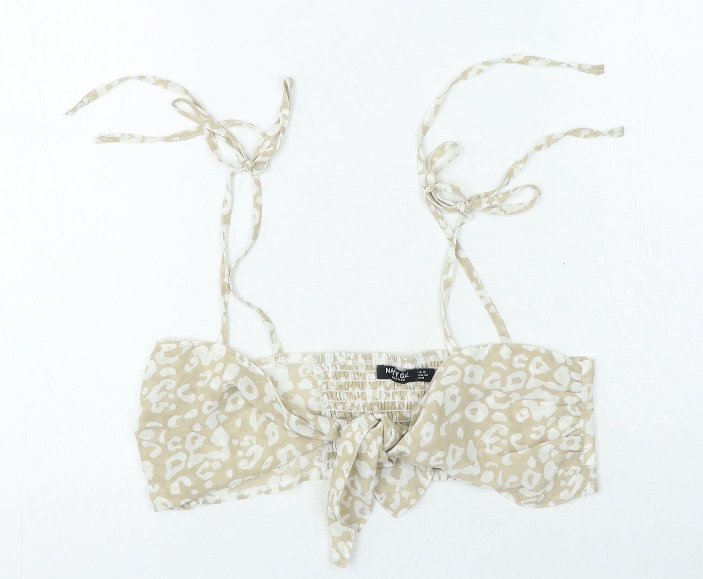 Nasty Gal Womens Beige Animal Print Polyester Basic Blouse Size 12 Sweetheart