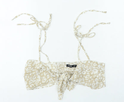 Nasty Gal Womens Beige Animal Print Polyester Basic Blouse Size 12 Sweetheart