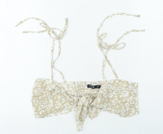 Nasty Gal Womens Beige Animal Print Polyester Basic Blouse Size 12 Sweetheart