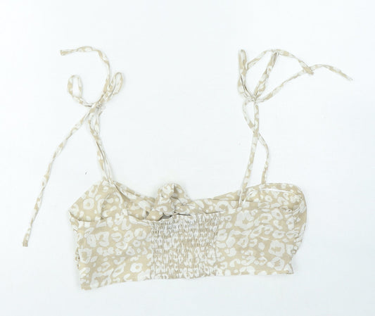 Nasty Gal Womens Beige Animal Print Polyester Basic Blouse Size 12 Sweetheart