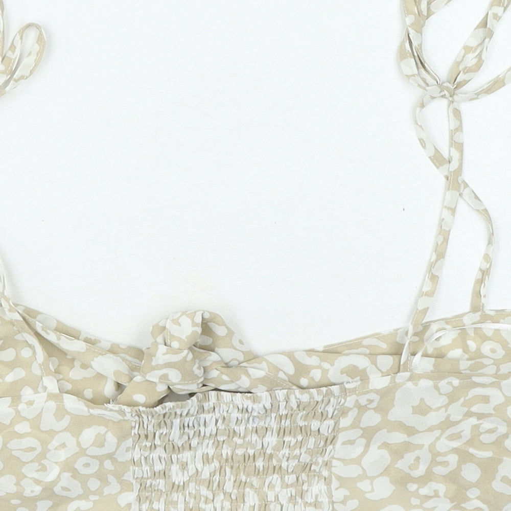 Nasty Gal Womens Beige Animal Print Polyester Basic Blouse Size 12 Sweetheart