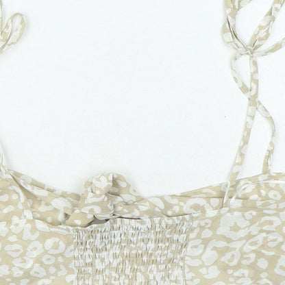 Nasty Gal Womens Beige Animal Print Polyester Basic Blouse Size 12 Sweetheart