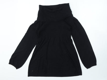 Marks and Spencer Womens Black Viscose A-Line Size 10 Boat Neck Pullover
