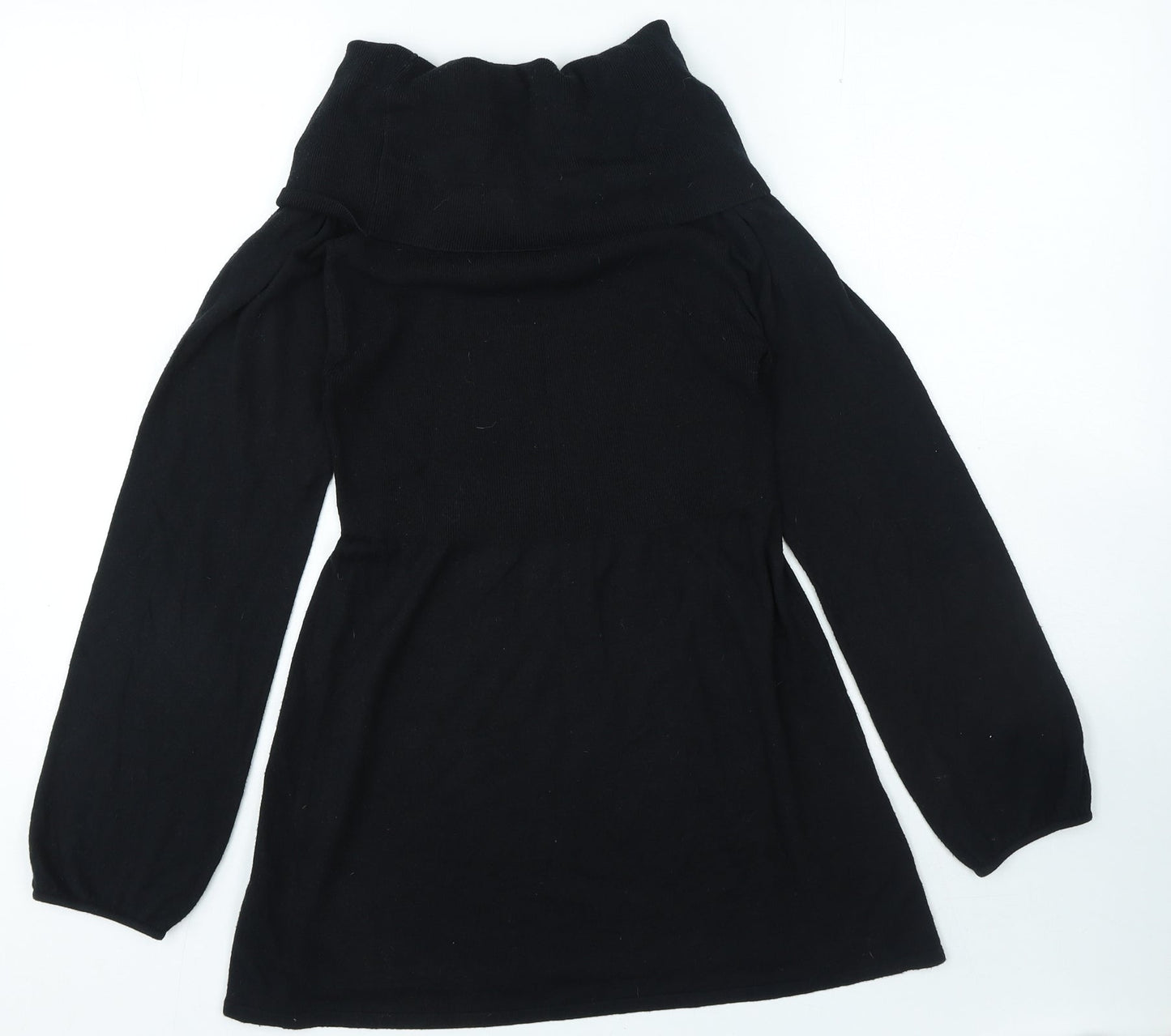 Marks and Spencer Womens Black Viscose A-Line Size 10 Boat Neck Pullover