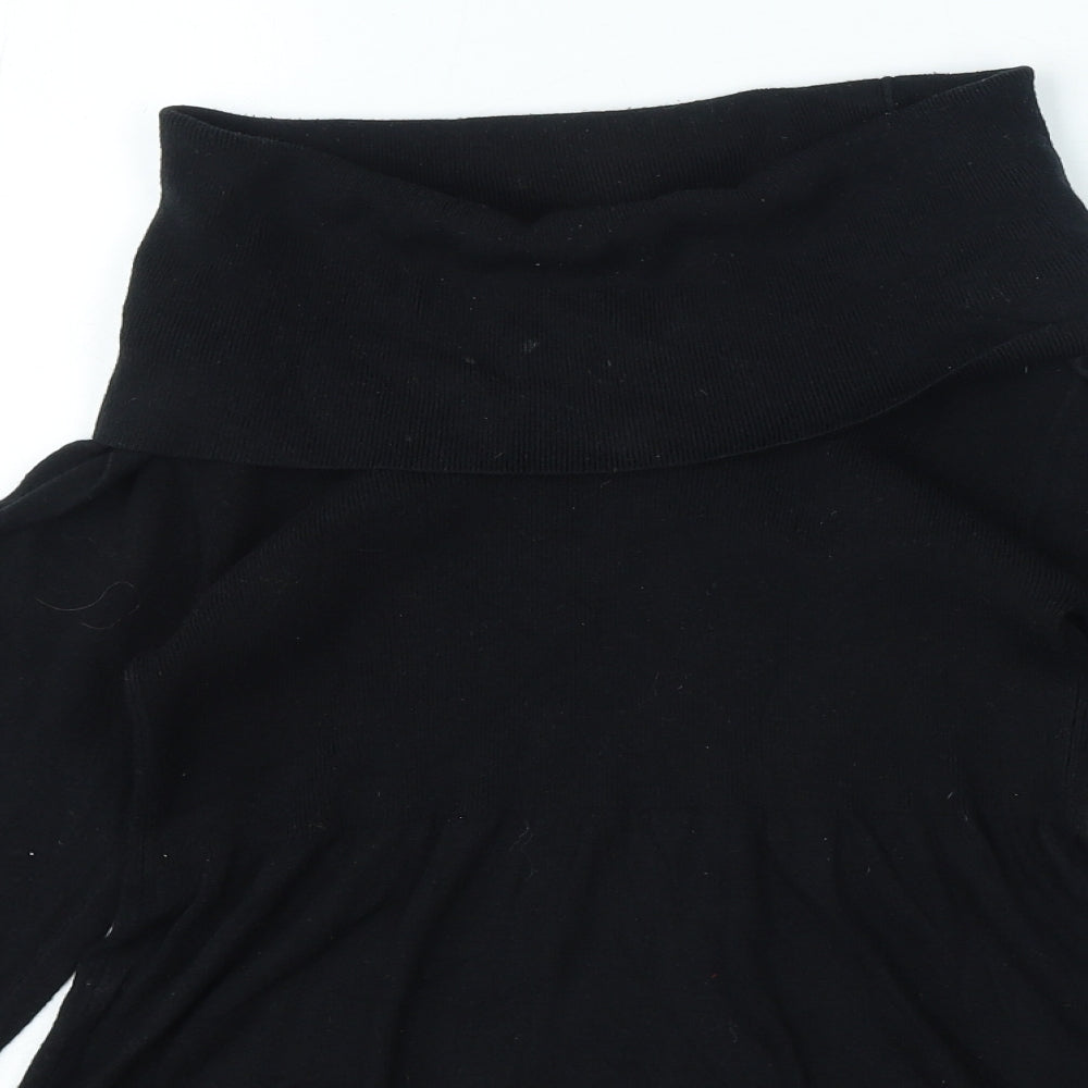 Marks and Spencer Womens Black Viscose A-Line Size 10 Boat Neck Pullover