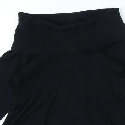 Marks and Spencer Womens Black Viscose A-Line Size 10 Boat Neck Pullover