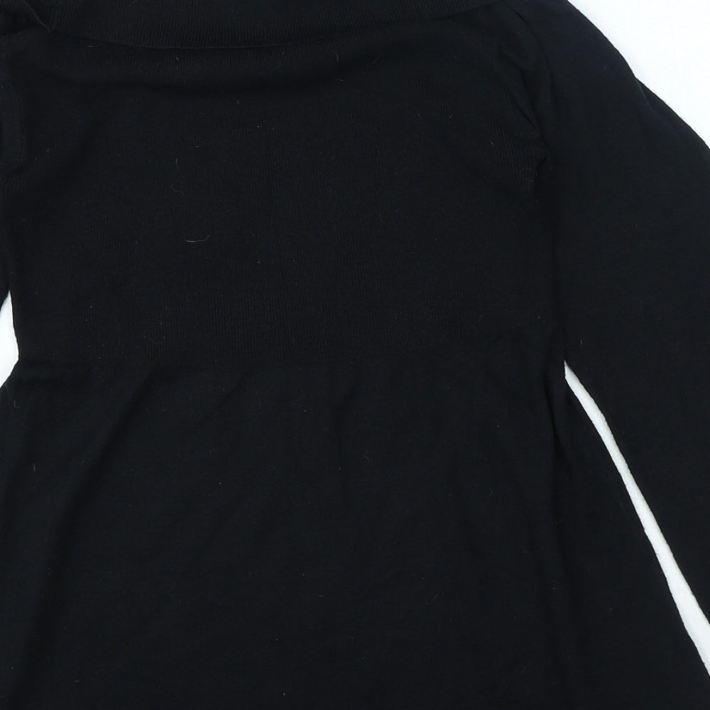 Marks and Spencer Womens Black Viscose A-Line Size 10 Boat Neck Pullover