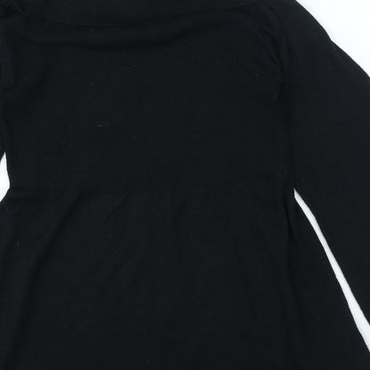 Marks and Spencer Womens Black Viscose A-Line Size 10 Boat Neck Pullover