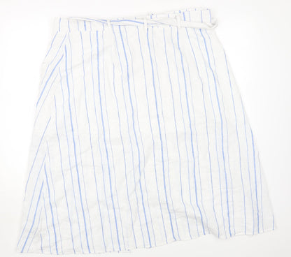 Per Una Womens White Striped Cotton A-Line Skirt Size 20 Tie