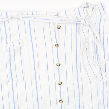 Per Una Womens White Striped Cotton A-Line Skirt Size 20 Tie