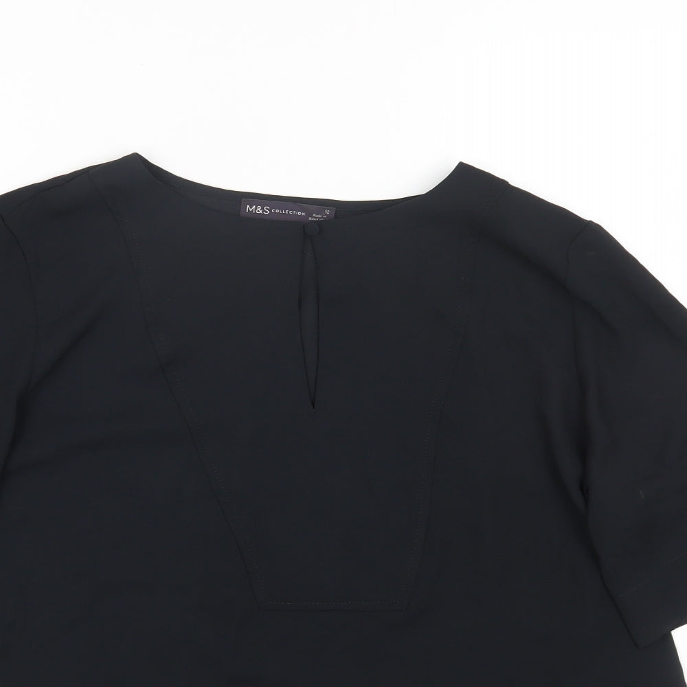 Womens UK Size 12 Marks and Spencer Black Basic Blouse