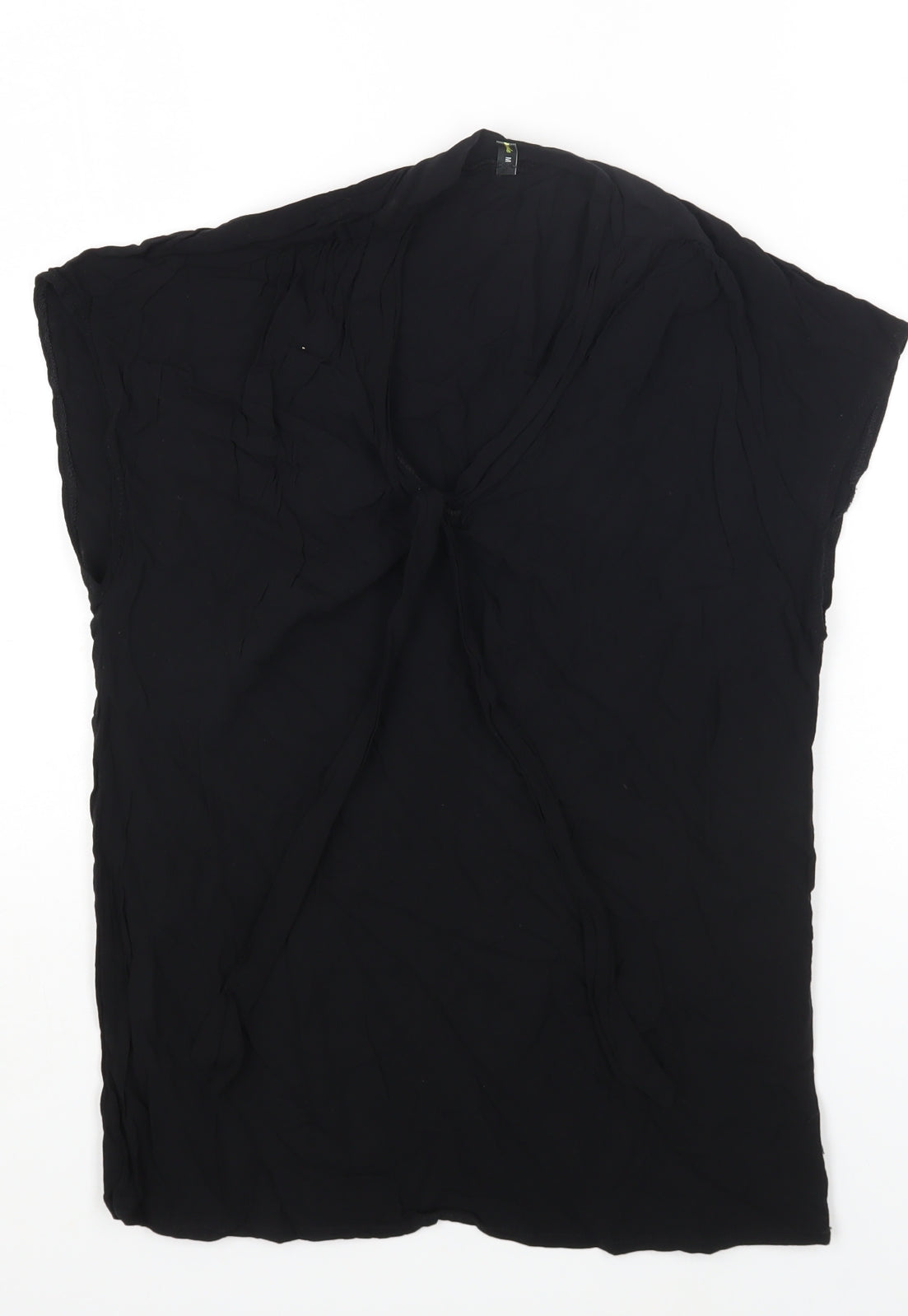 PRO PIA GRANDE Womens Black Viscose Basic T-Shirt Size M V-Neck