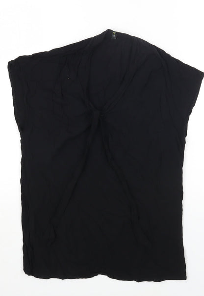 PRO PIA GRANDE Womens Black Viscose Basic T-Shirt Size M V-Neck